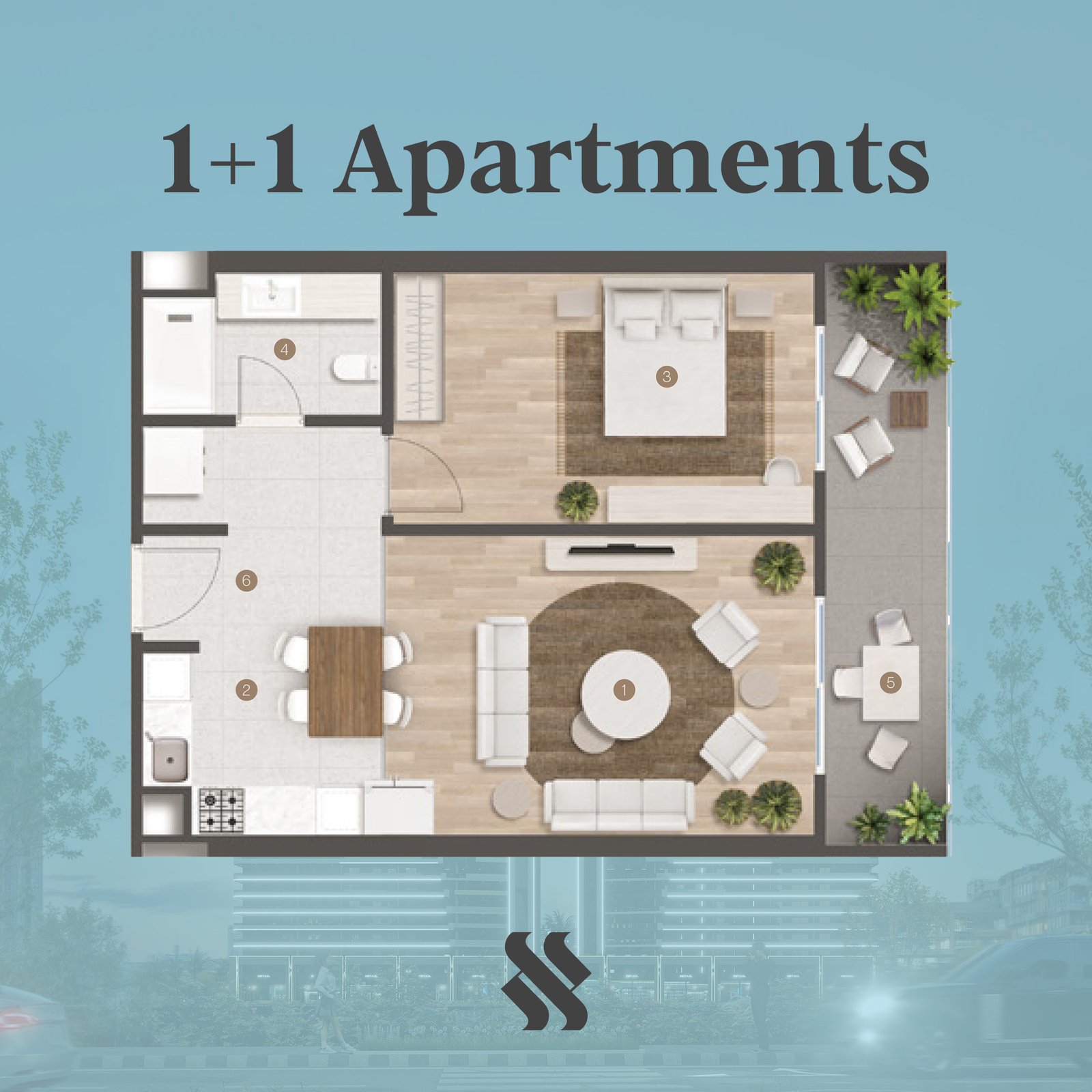 1+1 apartments in erbil