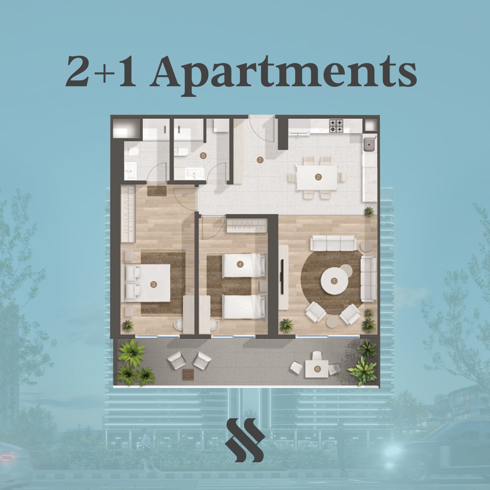 2+1 apartments in erbil