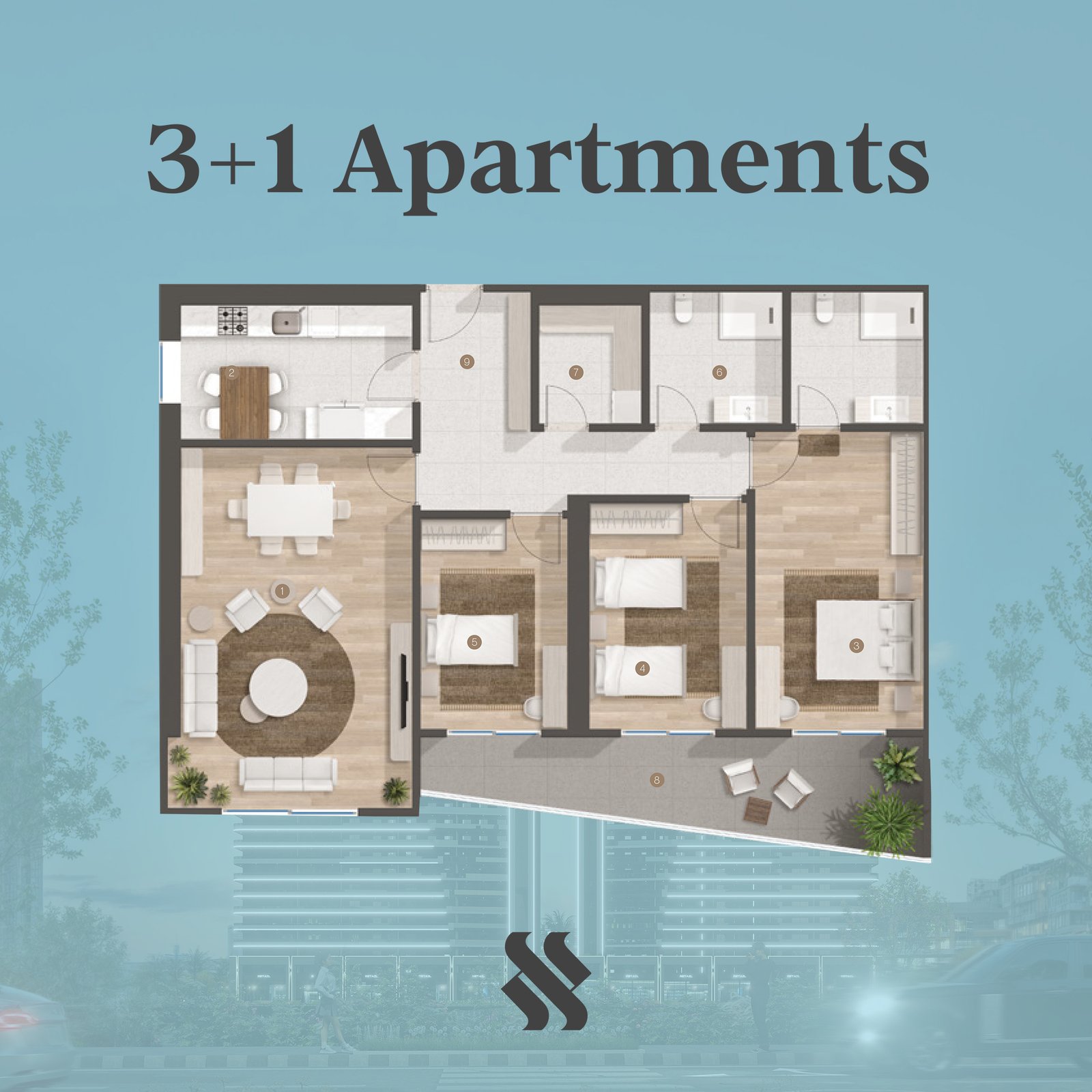3+1 apartments in erbil